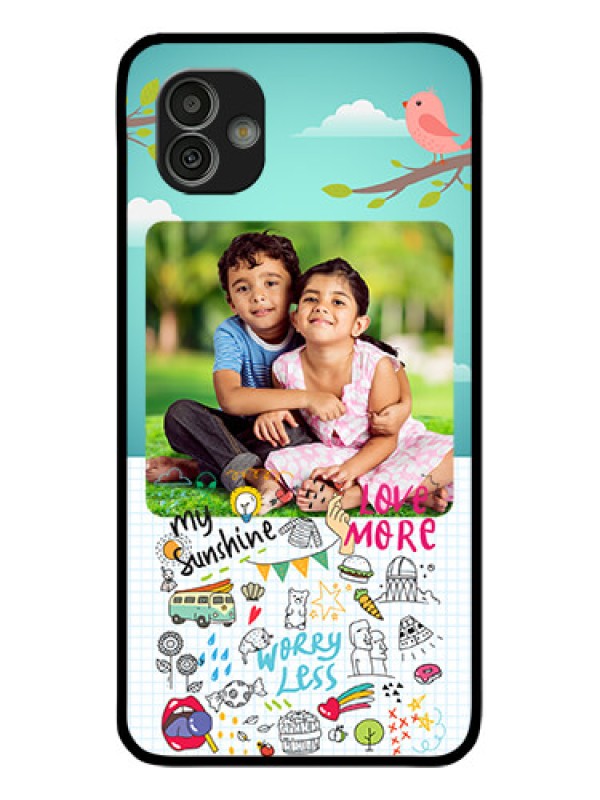Custom Samsung Galaxy M13 5G Photo Printing on Glass Case - Doodle love Design
