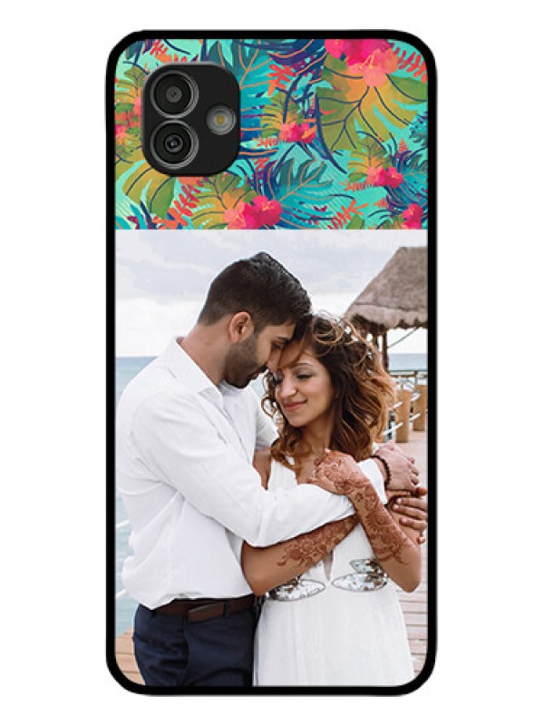 Custom Samsung Galaxy M13 5G Photo Printing on Glass Case - Watercolor Floral Design
