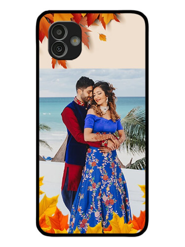 Custom Samsung Galaxy M13 5G Photo Printing on Glass Case - Autumn Maple Leaves Design
