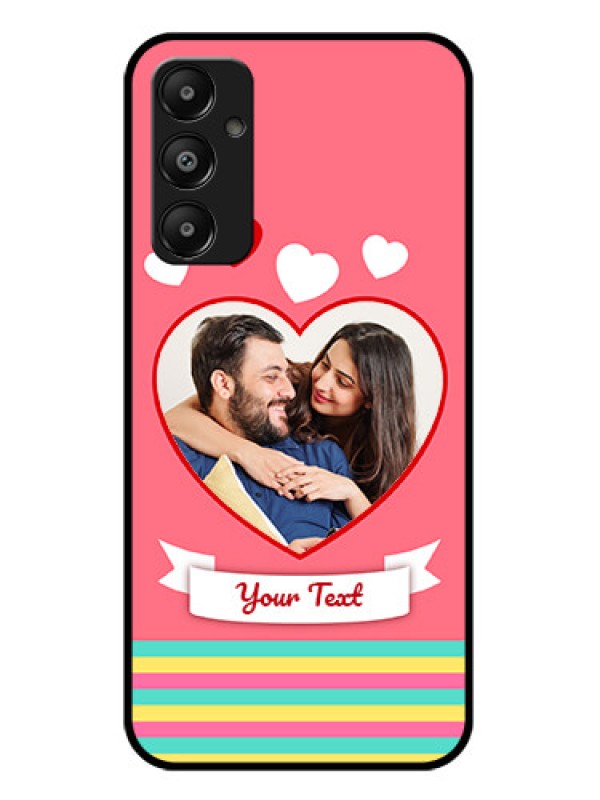 Custom Galaxy M14 4G Custom Glass Phone Case - Love Shapes Doodle Design