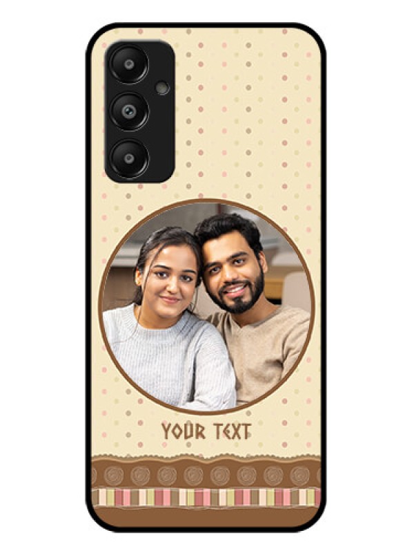 Custom Galaxy M14 4G Custom Glass Phone Case - Brown Dotted Mobile Case Design
