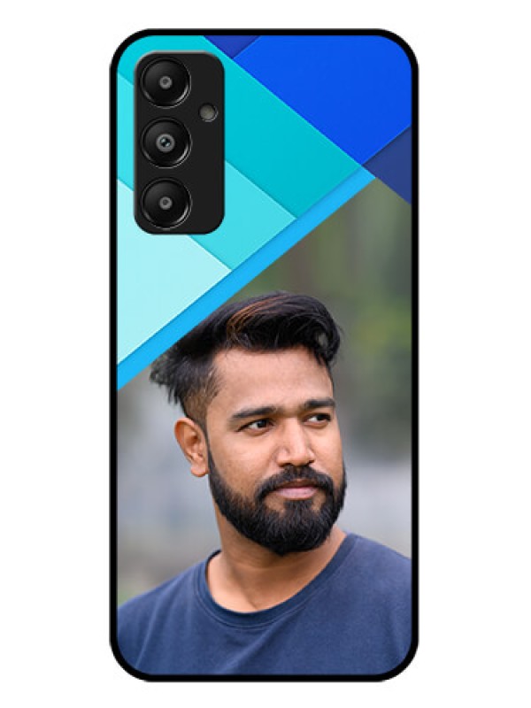 Custom Galaxy M14 4G Custom Glass Phone Case - Blue Pattern Design