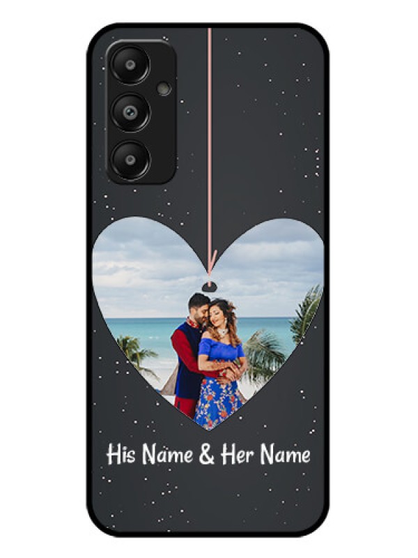 Custom Galaxy M14 4G Custom Glass Phone Case - Hanging Heart Design