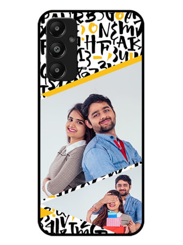 Custom Galaxy M14 4G Custom Glass Phone Case - Letters Pattern Design