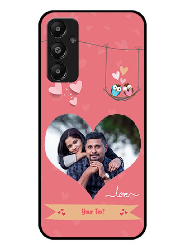 Custom Galaxy M14 4G Custom Glass Phone Case - Peach Color Love Design