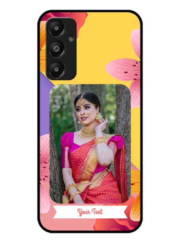 Custom Galaxy M14 4G Custom Glass Phone Case - 3 Image With Vintage Floral Design