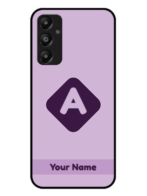 Custom Galaxy M14 4G Custom Glass Phone Case - Custom Letter In Curved Badge Design