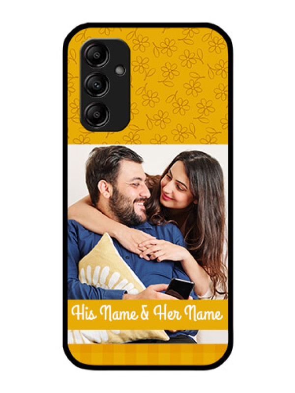 Custom Galaxy M14 5G Custom Glass Mobile Case - Yellow Floral Design
