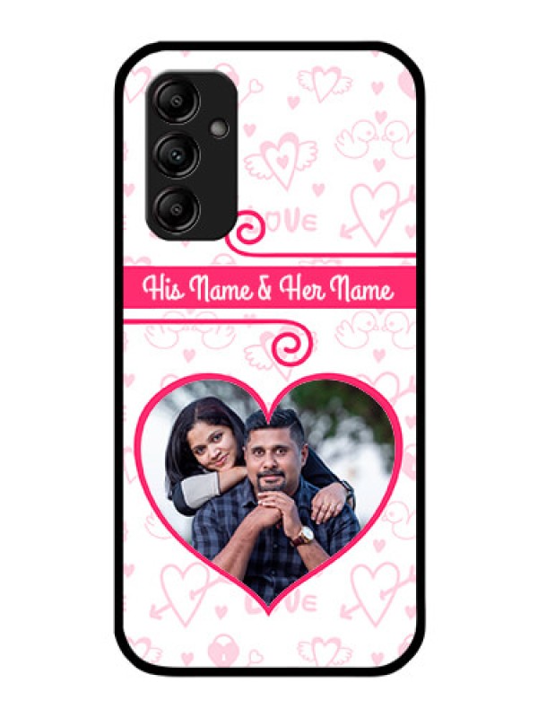 Custom Galaxy M14 5G Personalized Glass Phone Case - Heart Shape Love Design