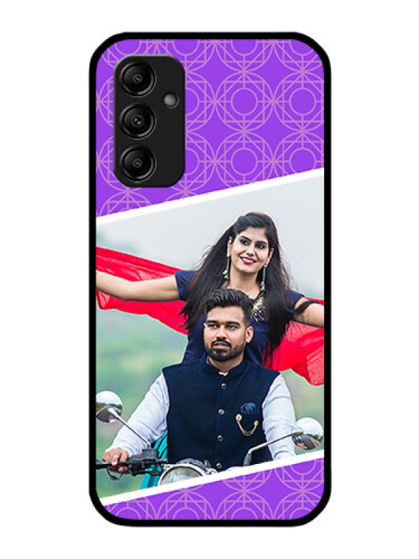 Custom Galaxy M14 5G Custom Glass Phone Case - Violet Pattern Design