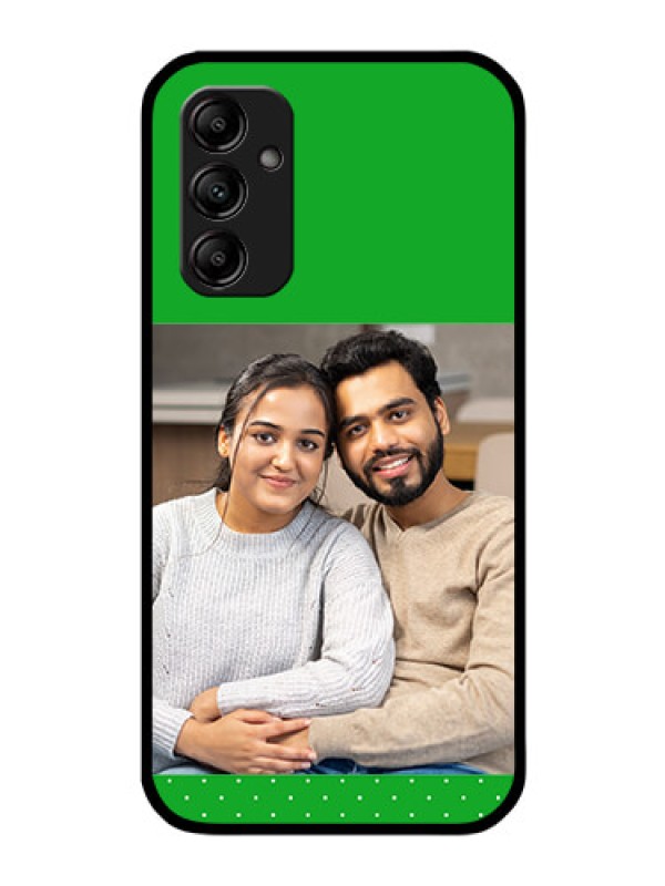 Custom Galaxy M14 5G Personalized Glass Phone Case - Green Pattern Design