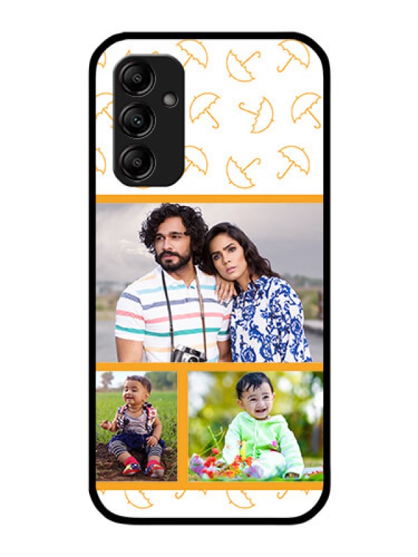 Custom Galaxy M14 5G Custom Glass Mobile Case - Yellow Pattern Design