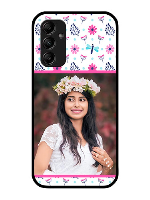 Custom Galaxy M14 5G Photo Printing on Glass Case - Colorful Flower Design