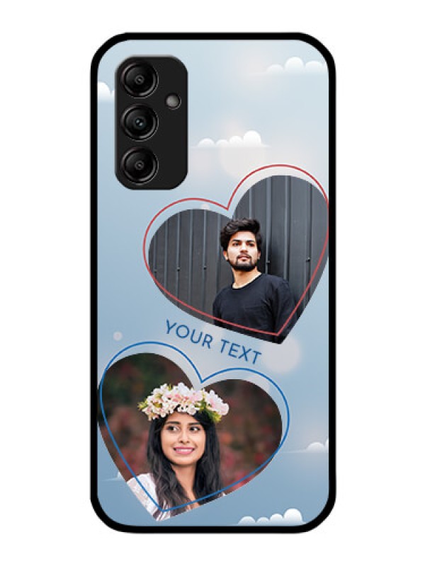 Custom Galaxy M14 5G Custom Glass Mobile Case - Blue Color Couple Design
