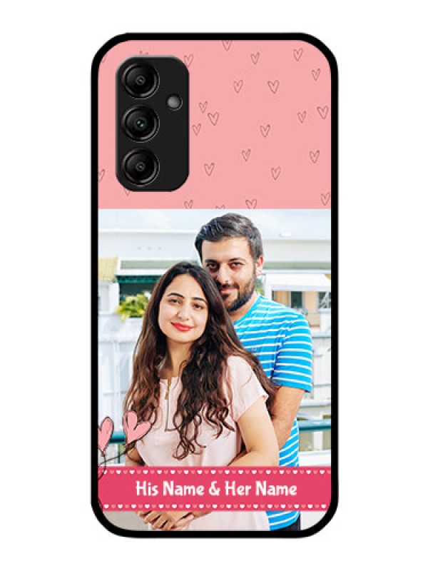 Custom Galaxy M14 5G Personalized Glass Phone Case - Love Design Peach Color