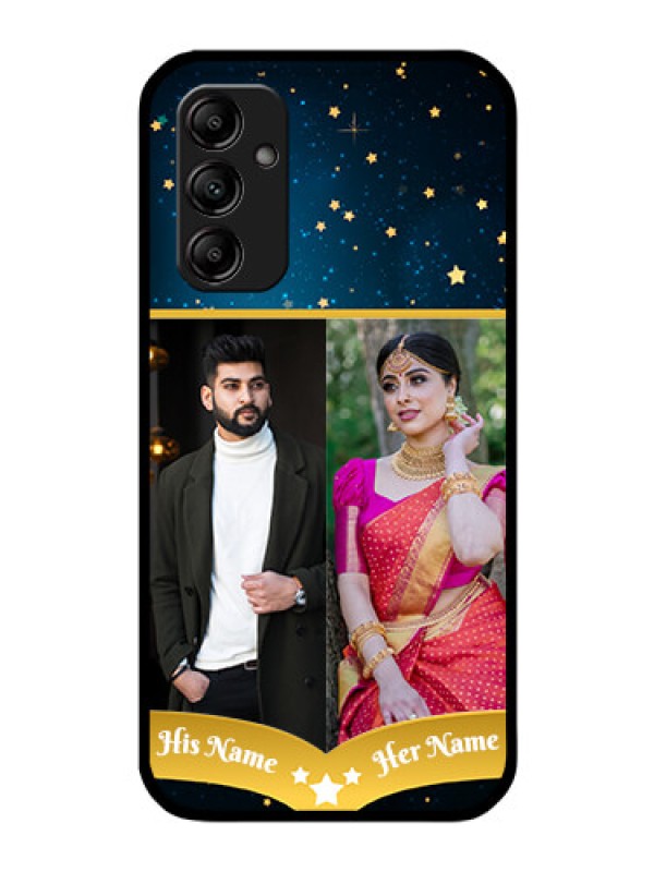 Custom Galaxy M14 5G Custom Glass Phone Case - Galaxy Stars Backdrop Design