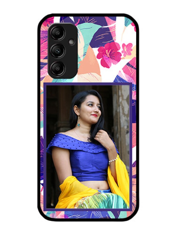 Custom Galaxy M14 5G Custom Glass Mobile Case - Abstract Floral Design