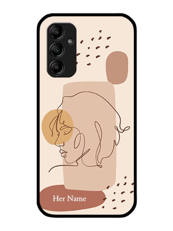 Custom Galaxy M14 5G Photo Printing on Glass Case - Calm Woman line art Design