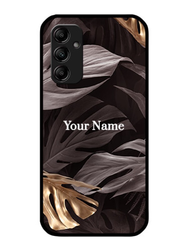 Custom Galaxy M14 5G Personalised Glass Phone Case - Wild Leaves digital paint Design