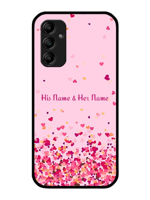 Custom Galaxy M14 5G Photo Printing on Glass Case - Floating Hearts Design