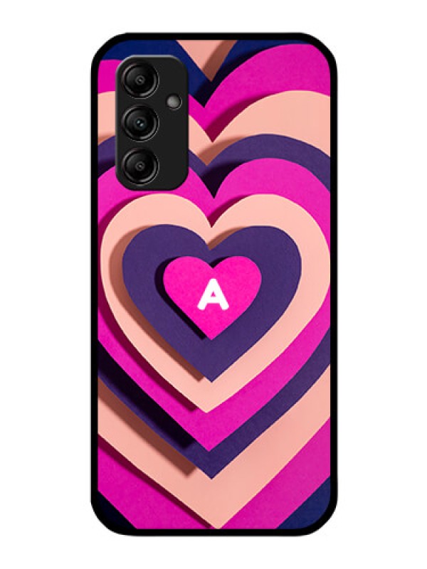 Custom Galaxy M14 5G Custom Glass Mobile Case - Cute Heart Pattern Design