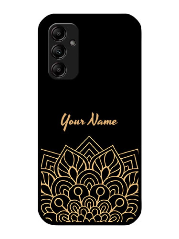 Custom Galaxy M14 5G Custom Glass Phone Case - Golden mandala Design