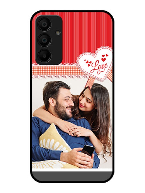 Custom Galaxy M15 5G Custom Glass Phone Case - Red Love Pattern Design
