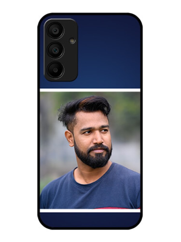 Custom Galaxy M15 5G Custom Glass Phone Case - Simple Royal Blue Design
