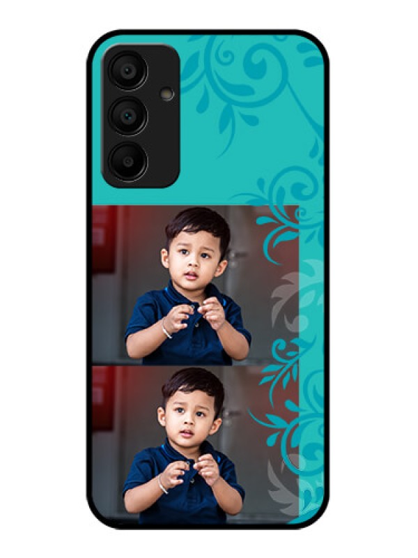 Custom Galaxy M15 5G Custom Glass Phone Case - With Photo And Green Floral Design