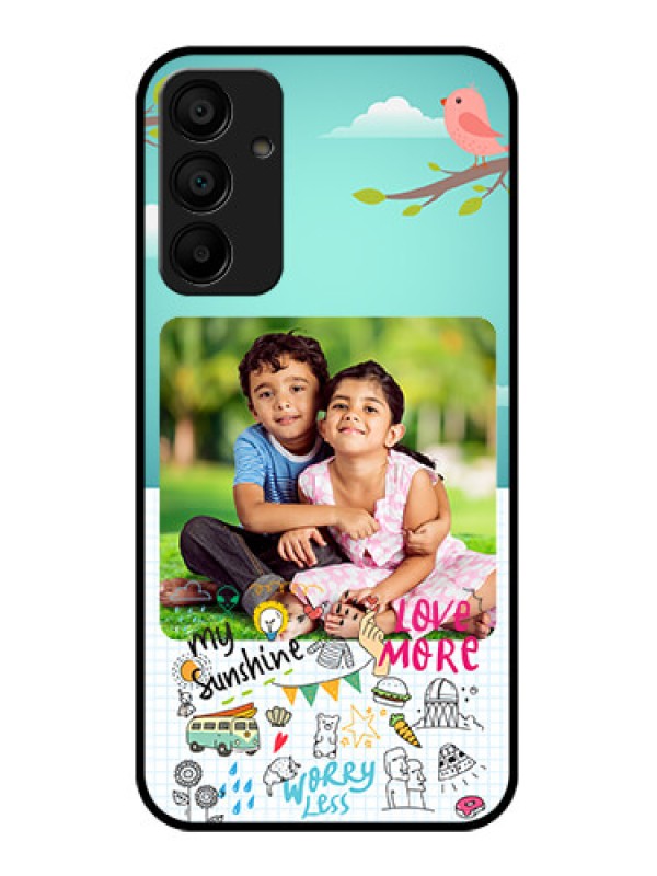 Custom Galaxy M15 5G Custom Glass Phone Case - Doodle Love Design
