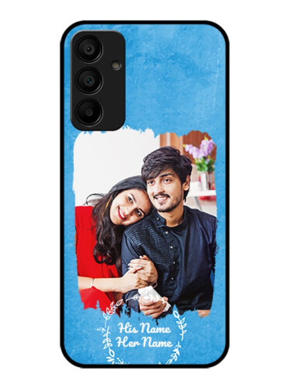 Custom Galaxy M15 5G Custom Glass Phone Case - Blue Color Vintage Design