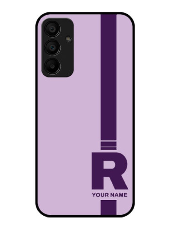 Custom Galaxy M15 5G Custom Glass Phone Case - Simple Dual Tone Stripe With Name Design