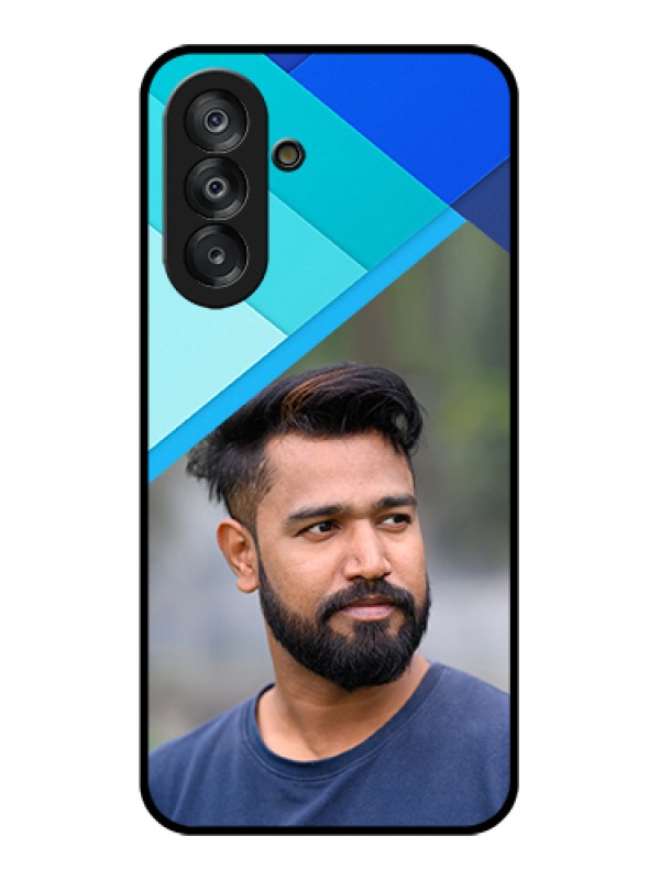 Custom Samsung Galaxy M17 5G Custom Glass Phone Case - Blue Pattern Design