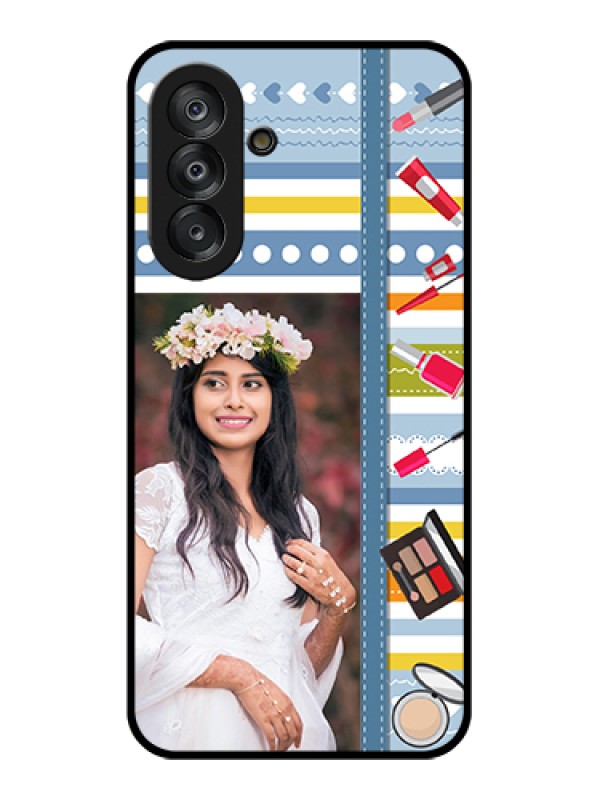 Custom Samsung Galaxy M17 5G Custom Glass Phone Case - Makeup Icons Design