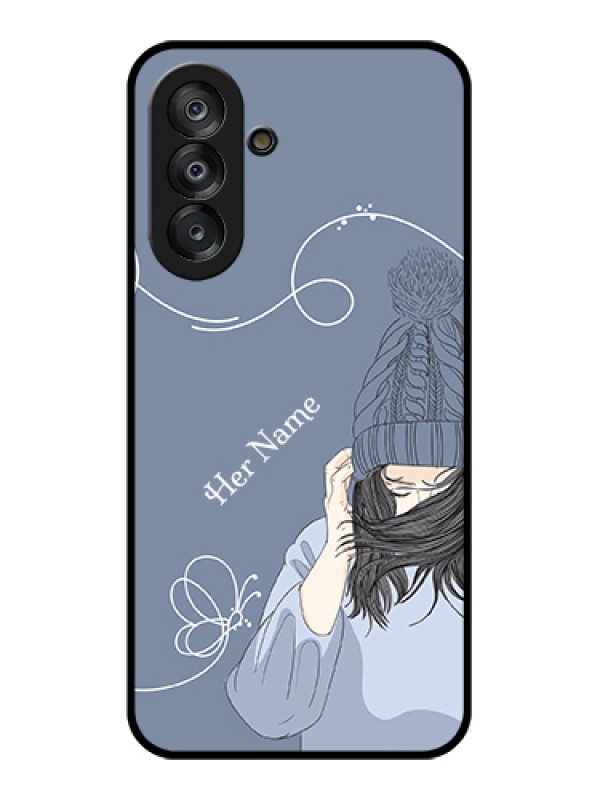 Custom Samsung Galaxy M17 5G Custom Glass Phone Case - Girl In Winter Outfit Design