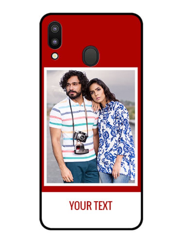 Custom Galaxy M20 Personalized Glass Phone Case - Simple Red Color Design