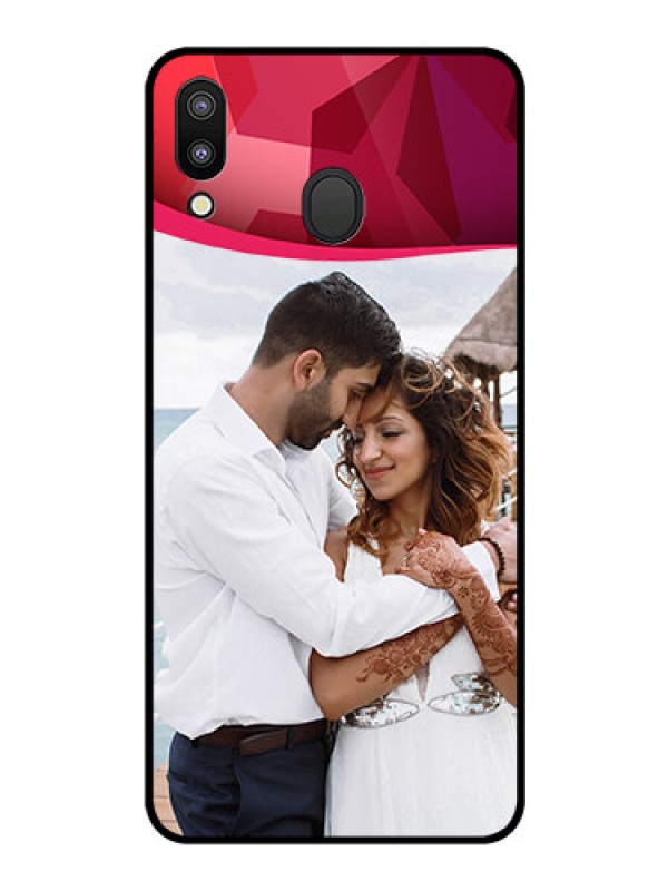 Custom Galaxy M20 Custom Glass Mobile Case - Red Abstract Design