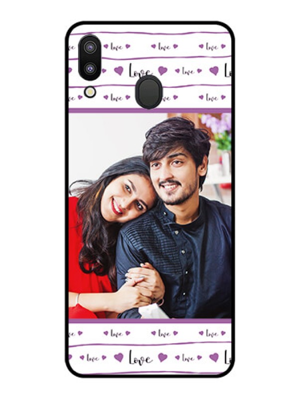 Custom Galaxy M20 Custom Glass Mobile Case - Couples Heart Design