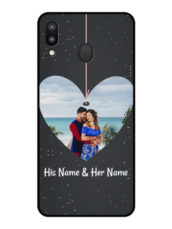 Custom Galaxy M20 Custom Glass Phone Case - Hanging Heart Design