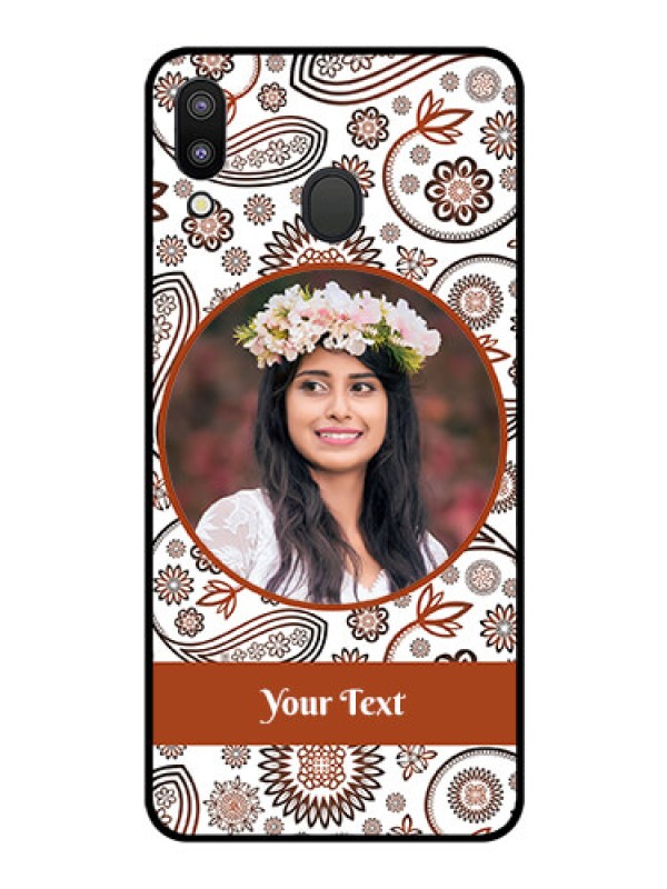 Custom Galaxy M20 Custom Glass Mobile Case - Abstract Floral Design 