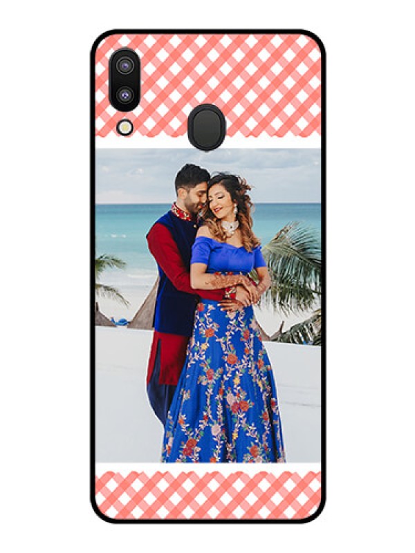 Custom Galaxy M20 Personalized Glass Phone Case - Pink Pattern Design