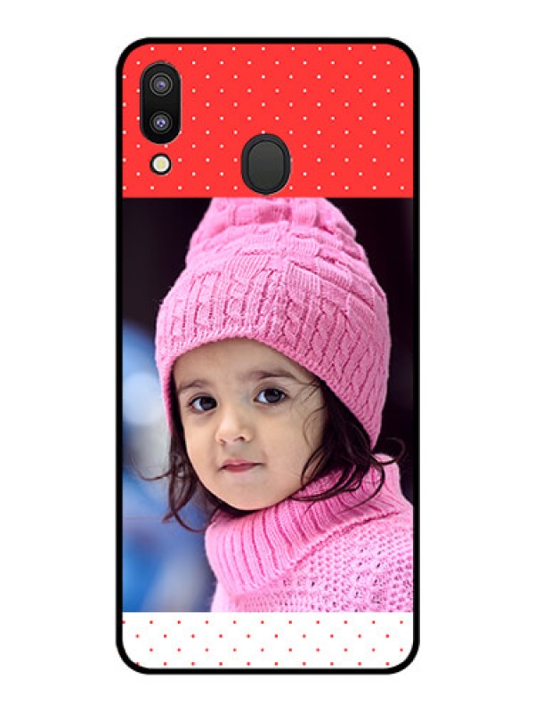 Custom Galaxy M20 Photo Printing on Glass Case - Red Pattern Design