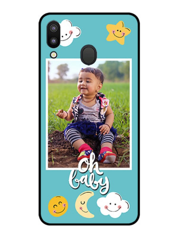 Custom Galaxy M20 Personalized Glass Phone Case - Smiley Kids Stars Design