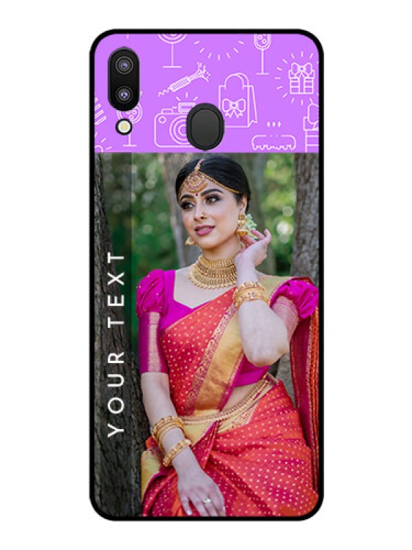 Custom Galaxy M20 Custom Glass Mobile Case - Birthday Icons Design