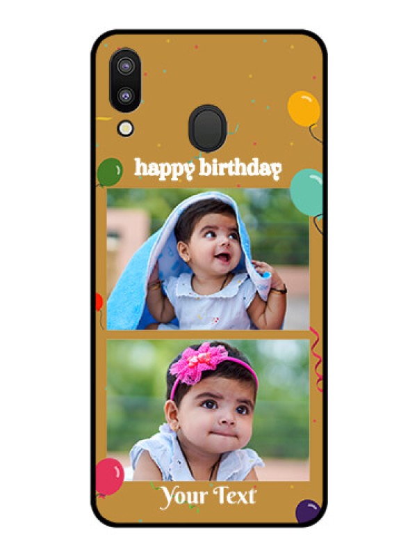 Custom Galaxy M20 Personalized Glass Phone Case - Image Holder with Birthday Celebrations Design