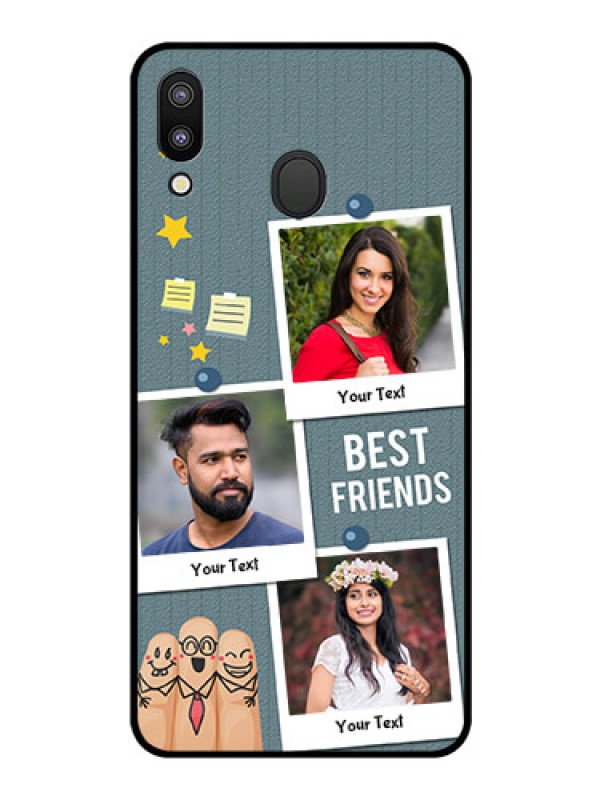 Custom Galaxy M20 Personalized Glass Phone Case - Sticky Frames and Friendship Design