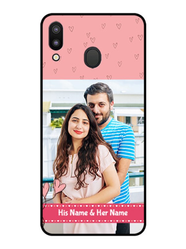 Custom Galaxy M20 Personalized Glass Phone Case - Love Design Peach Color
