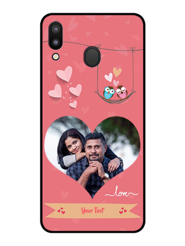 Custom Galaxy M20 Personalized Glass Phone Case - Peach Color Love Design 