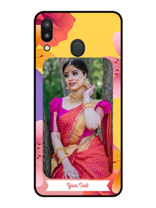 Custom Galaxy M20 Custom Glass Mobile Case - 3 Image With Vintage Floral Design