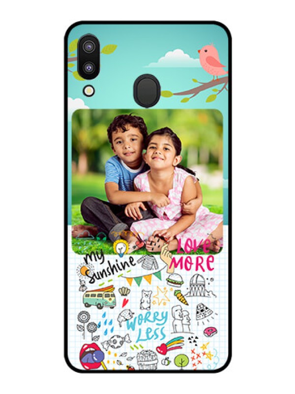 Custom Galaxy M20 Photo Printing on Glass Case - Doodle love Design